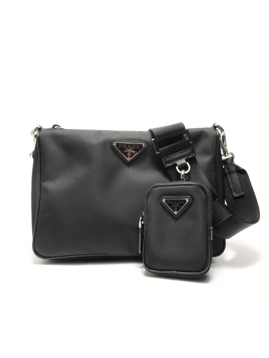 Prada Handbags - Prada Shoulder Bag with Triangular Plate Pouch